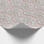 Roze witte 3D Daisy Wrapping Paper Roll Cadeaupapier (Hoek)