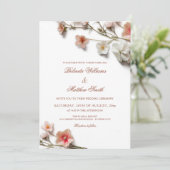 Roze Witte 3D Wilde Bloemen Bruiloft Kaart (Staand voorkant)