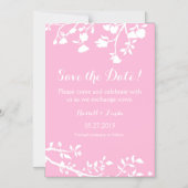 Roze witte aanjager bespaart de datum magneet magnetische uitnodiging (Voorkant)