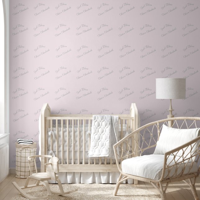 Roze & Witte Aanpasbare Babykamer Behang (Kinderen)