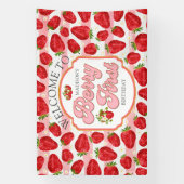 Roze Witte Aardbei Welkom Verjaardag Banner (Verticaal)