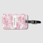 Roze Witte Abstracte Bloem Bagagelabel (Voorkant (horizontaal))