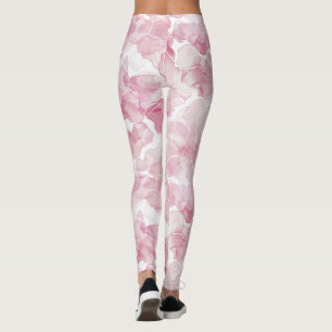 Roze Witte Abstracte Bloem Leggings