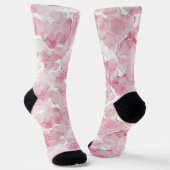 Roze Witte Abstracte Bloem Sokken (Gebogen)