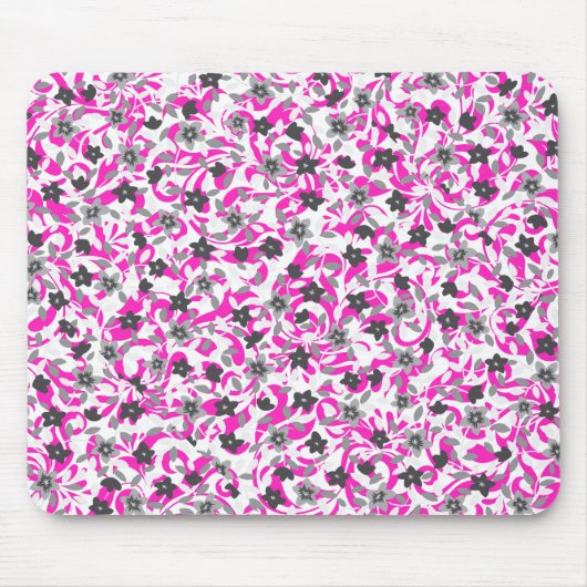 Roze witte abstracte bloemen muismat (Voorkant)