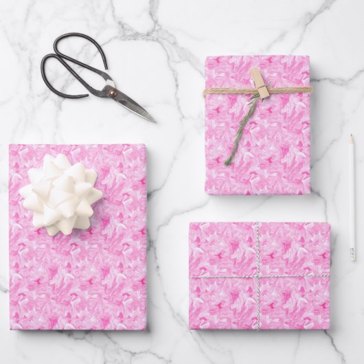 Roze & Witte Alcohol Inkt Inpakpapier Vel (Voorkant)