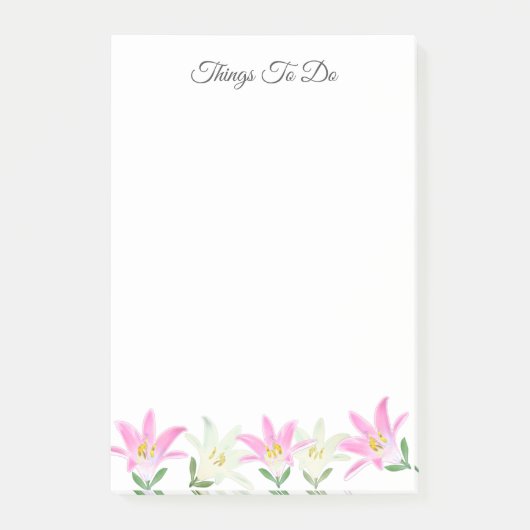 Roze & Witte Amaryllis op Witte Dingen Om Te Doen Post-it® Notes (Voorkant)