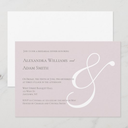 Roze witte ampers en repetitie dineruitnodigingen kaart (Voorkant / Achterkant)