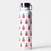 Roze Witte Ananas Fruit Patroon Water Fles (Achterkant)