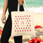 Roze Witte Ananas Patroon Cute Tote Bag
