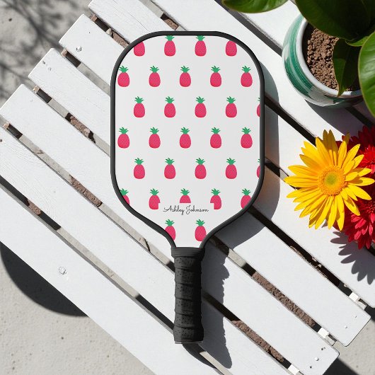 Roze Witte Ananas Patroon Pickleball Paddle