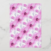 Roze witte anemoon bloemenbruiloft waterverf folie uitnodiging (Achterkant)