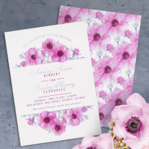 Roze witte anemoon bloemenbruiloft waterverf