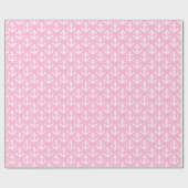 Roze Witte Anker Patroon Cadeaupapier (Vlak)