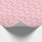 Roze Witte Ankers 2Dir Patroon Cadeaupapier (Hoek)