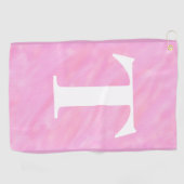 Roze Witte Aquarel Monogram Golf Handdoek (Horizontaal)