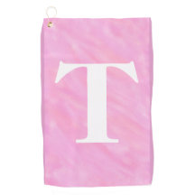 Roze Witte Aquarel Monogram Golf Handdoek