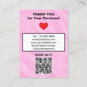 Roze Witte Aquarel Oorbellen QR Code Visitekaartje (Achterkant)