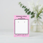 Roze Witte Aquarel Oorbellen QR Code Visitekaartje (Staand voorkant)