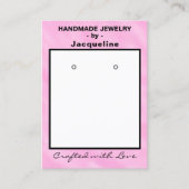 Roze Witte Aquarel Oorbellen QR Code Visitekaartje (Voorkant)