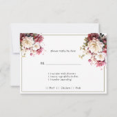Roze Witte Aquarel Zomer Bloemen Reactiekaart RSVP Kaartje (Achterkant)