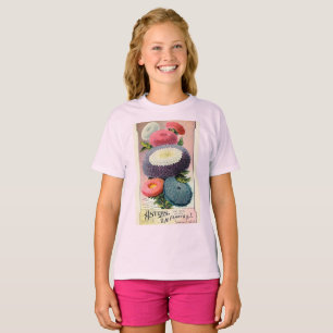 Roze Witte Aster Bloemen Schilderij T-shirt