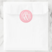 Roze witte B&G wijnstok monogram DIY BG Ronde Sticker (Tas)