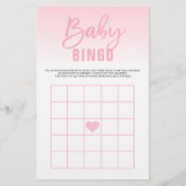 Roze witte Baby shower BINGO Kaarten (Voorkant)