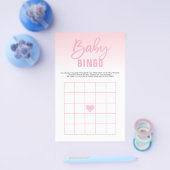 Roze witte Baby shower BINGO Kaarten (Enkel)