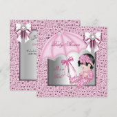  roze witte Baby shower Kaart (Voorkant / Achterkant)