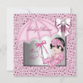  roze witte Baby shower Kaart (Voorkant)