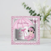  roze witte Baby shower Kaart (Staand voorkant)