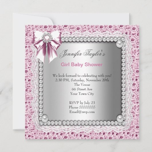  roze witte Baby shower Kaart (Achterkant)