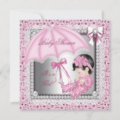  roze witte Baby shower Kaart (Voorkant)
