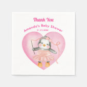 Roze witte Baby shower Penguin Paper Napkin Servet (Voorkant)