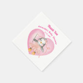 Roze witte Baby shower Penguin Paper Napkin Servet (Hoek)