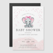 Roze witte Baby shower Uitnodiging Magnetische Uitnodiging (Voorkant / Achterkant)