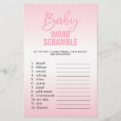 Roze witte Baby shower WORD SCRAMBLE Flyer (Voorkant)