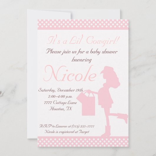 Roze/witte Baby showers Kaart (Voorkant)