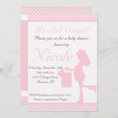 Roze/witte Baby showers Kaart (Voorkant / Achterkant)