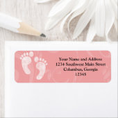 Roze/witte Baby voetafdrukken Etiket (Insitu)