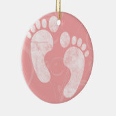 Roze/witte Baby voetafdrukken Keramisch Ornament (Rechts)