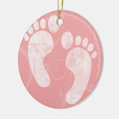 Roze/witte Baby voetafdrukken Keramisch Ornament (Links)