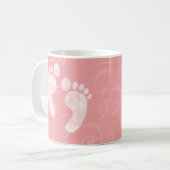 Roze/witte Baby voetafdrukken Koffiemok (Voorkant links)