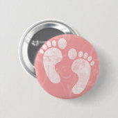 Roze/witte Baby voetafdrukken Ronde Button 5,7 Cm (Voorkant /achterkant)