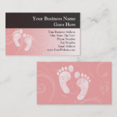 Roze/witte Baby voetafdrukken Visitekaartje (Voorkant / Achterkant)