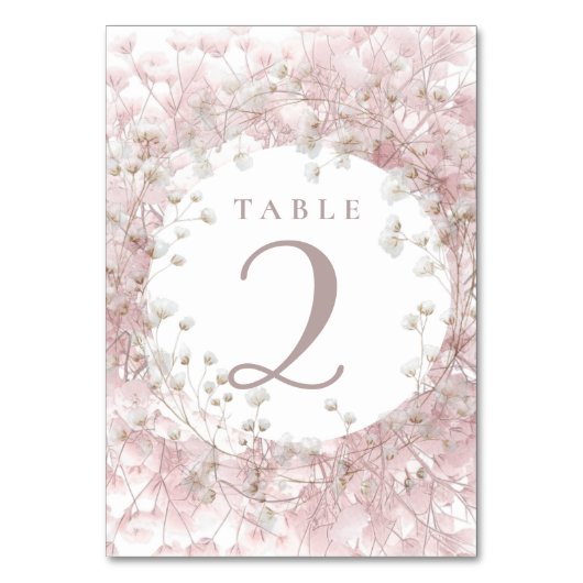 roze witte baby's adem bloemen tafel 2 kaart (Achterkant)