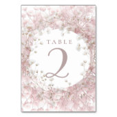 roze witte baby's adem bloemen tafel 2 kaart (Voorkant)