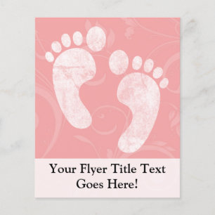 Roze/Witte Babyvoetafdrukken Flyer