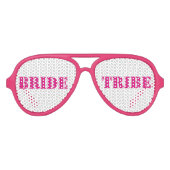 Roze witte bachelorette bride tribe bril aviator zonnebril (Voorkant)